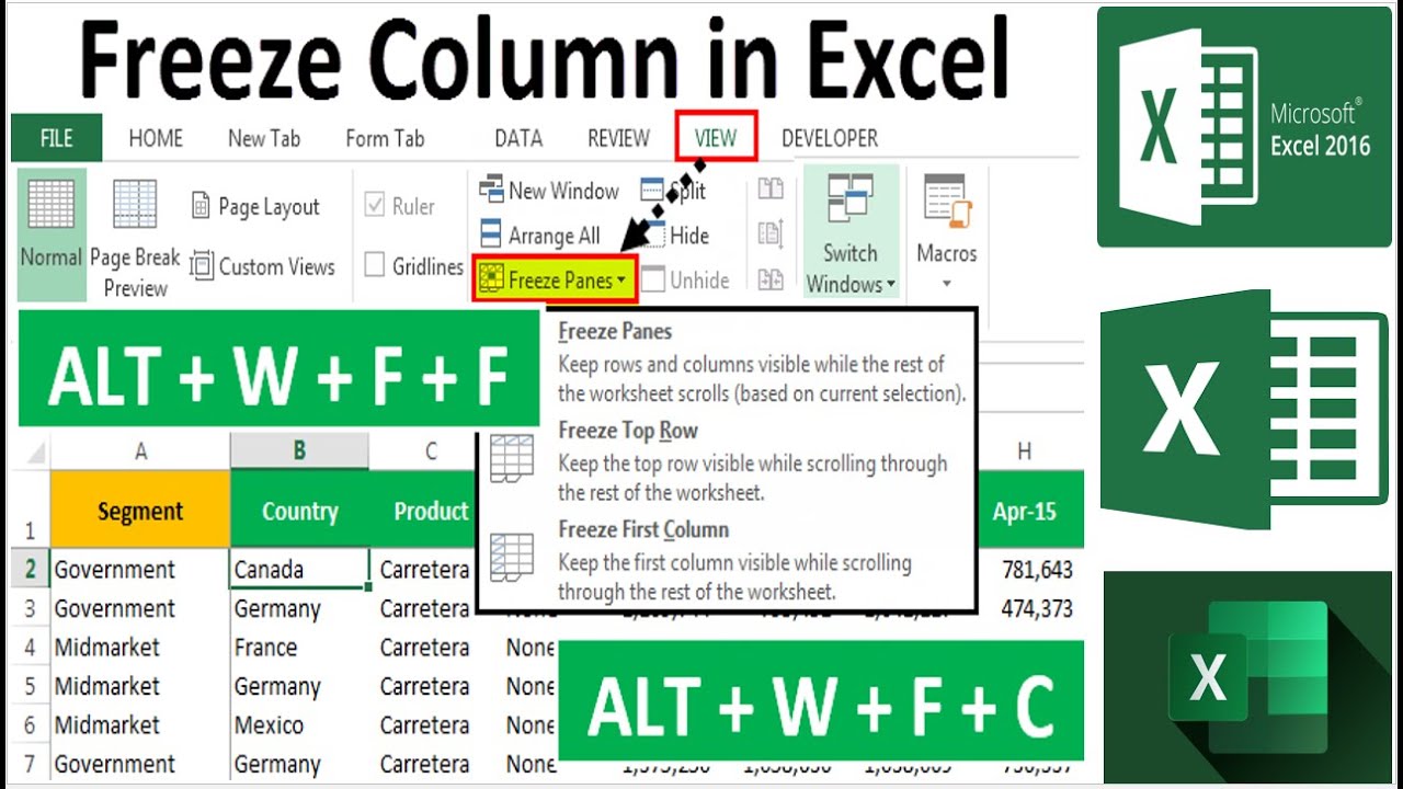 freeze column and row in excel for mac